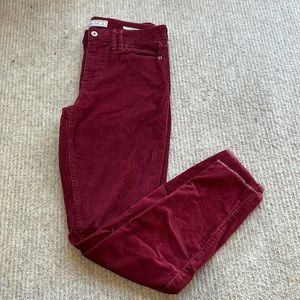 ABERCROMBIE & FITCH MID RISE SUPER SKINNY MAROON PANTS